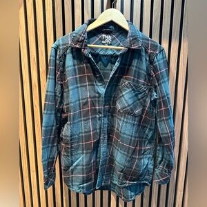 TNA Oversized Fit Plaid Shirt - Blue and Pink